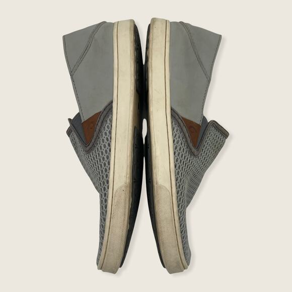 Olukai Pehuea Gray Mesh Fabric & Rubber Slip On Sneaker Flat Loafer 7.5 - Picture 7 of 9